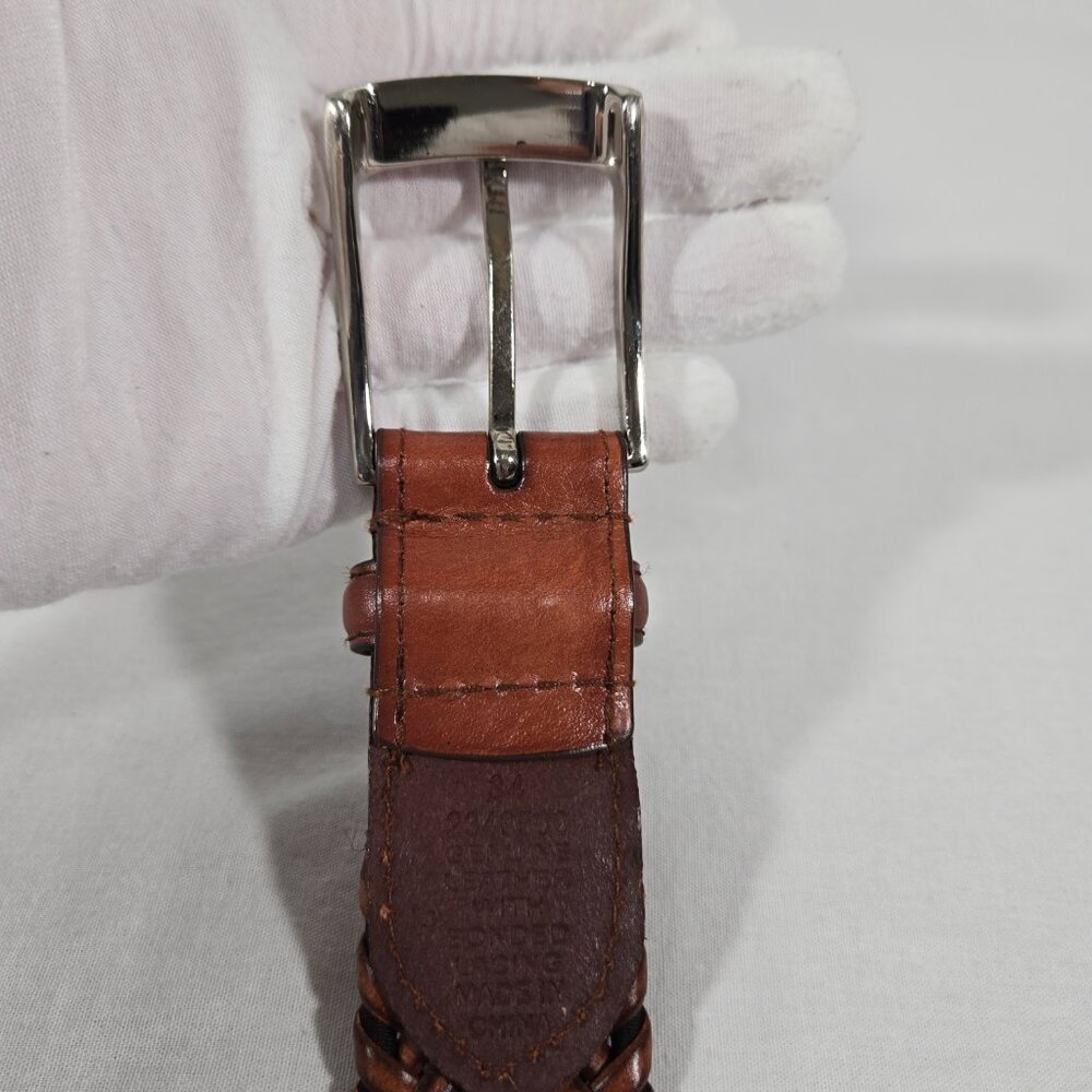 VINTAGE Hipster Western Genuine BROWN Leather Bonded Lacing BELT Men's Size 34. - Picture 8 of 17